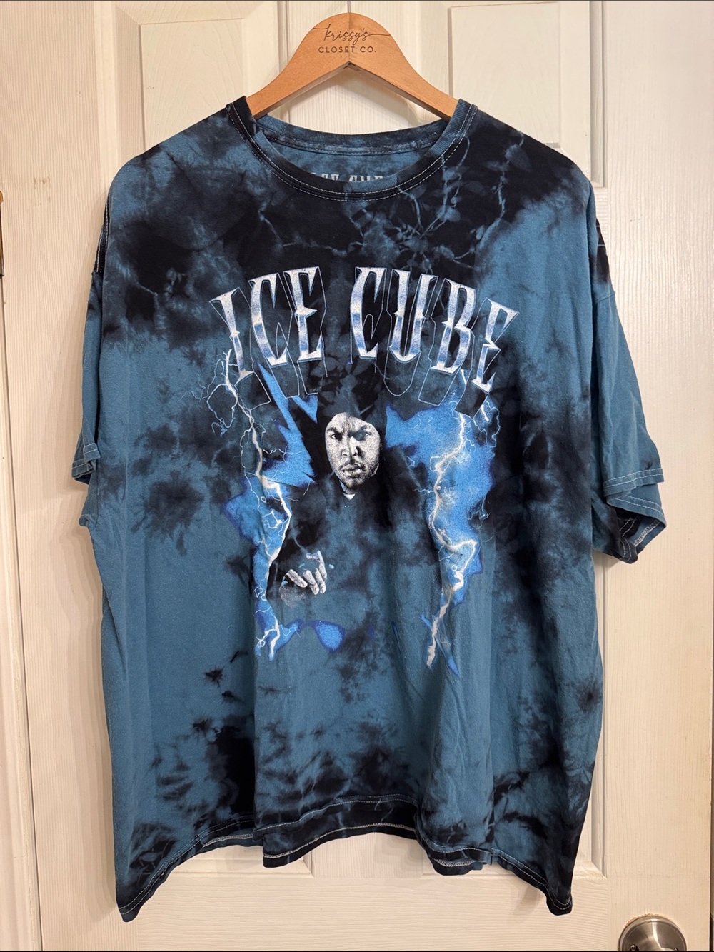 Tie-Dye Short Sleeve Graphic Tee - Blue Black - Ice Cube